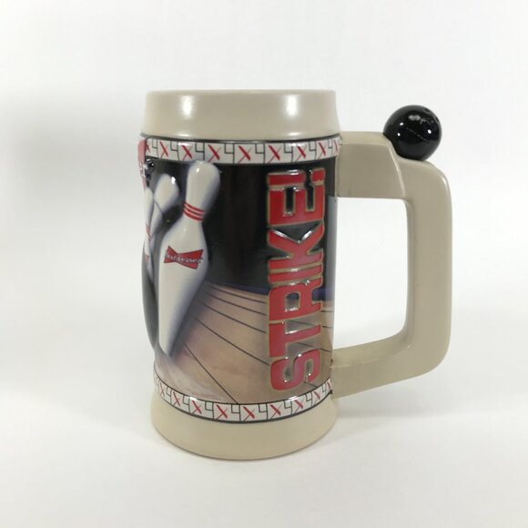 Budweiser Bowling Beer Stein Anheuser Busch 1996 Strike! Mug Cup - Picture 2 of 11